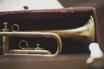 a trumpet in case