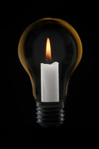 Abstract The Global Electricity Crisis Solution. Candle In A Light Bulb