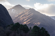 The beautiful mountains in the Scottish Highlands. Glenfinnan, Scotland.