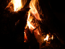 Close up of fire burning at bonfire