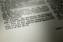Put on the whole armor of God, that ye may table to stand agains the while of the devil. 