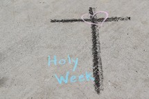 Holy week and heart on a cross 
