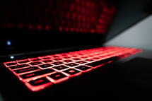 Gaming laptop keyboard close-up