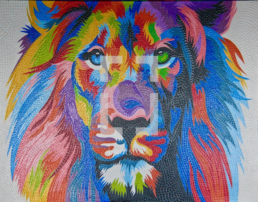 colorful lion tile mosaic 