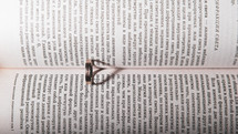 wedding ring between the pages of a Bible 