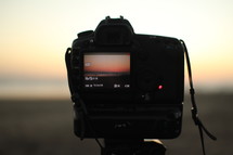 image of sunset on a digital camera screen 