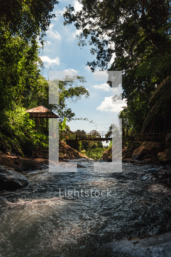 footbridge over a river 