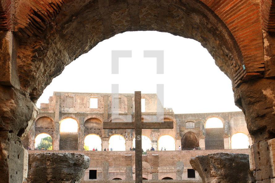 The cross inside the Roman Colosseum