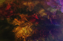 double exposure of floral arrangement textured and toned for background use