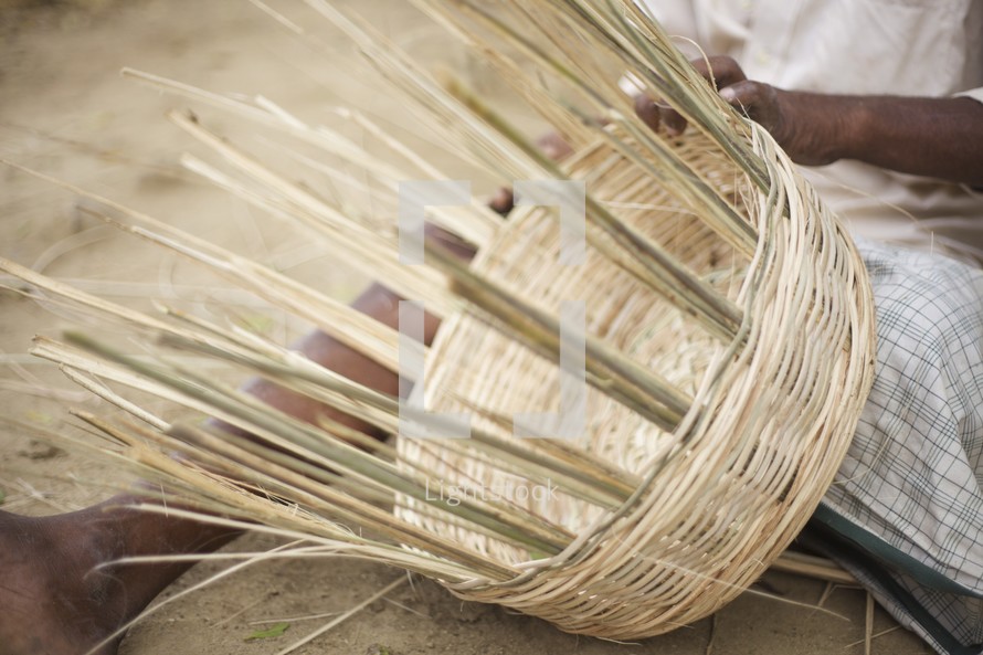 weaving a basket 