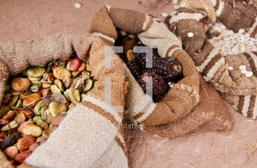 sacks of dried fruit 