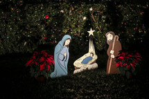 Nativity scene made from wood cut outs