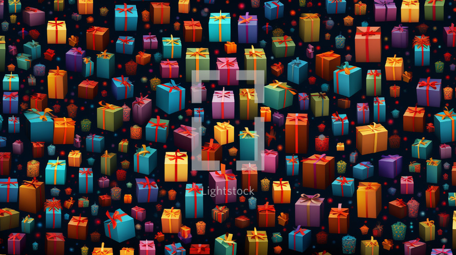 Colorful presents and gifts background.