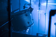 microphone over a drum set 