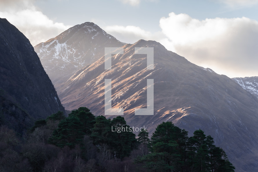 The beautiful mountains in the Scottish Highlands. Glenfinnan, Scotland.