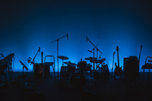 drum set on a dark stage 