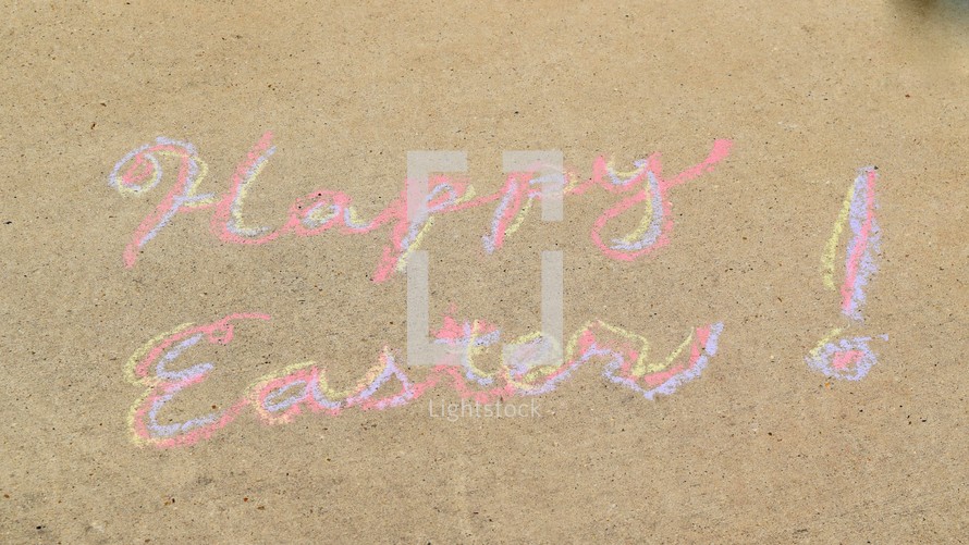 Happy Easter in sidewalk chalk 