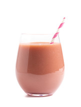 pink smoothie on a white background 