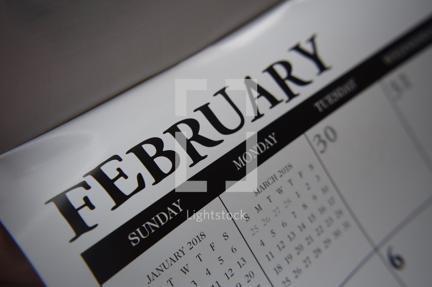 February on a Calendar 