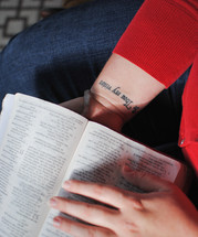 Be thou thy vision tattoo and reading a Bible 