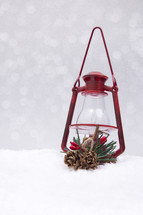 red lantern in snow 