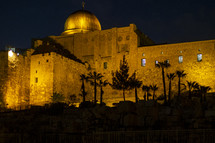 view of modern day Jerusalem at night 