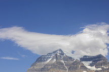 mountain peak against a blue sky 