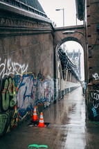 Graffiti covered New York bridge