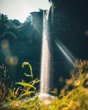 sunlight on a waterfall 
