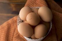 brown eggs in a bowl 