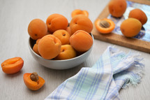 Closeup Delicious Fresh Ripe Apricots On Wooden Table