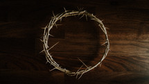 crown of thorns on a wood background 
