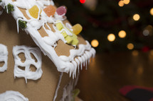 closeup of a gingerbread house 