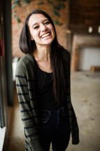 A portrait of a smiling teen girl 