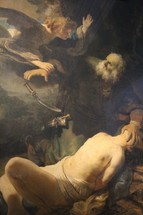 Angel stopping Abraham from offering Isaac