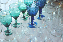 Rows of glassware.