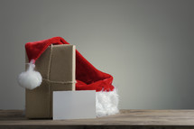 santa hat and package and letter 