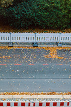 barrier fences on an autumn street 