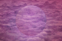 purple abstract clouds background with circle 