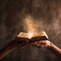 Bible with gold sparks