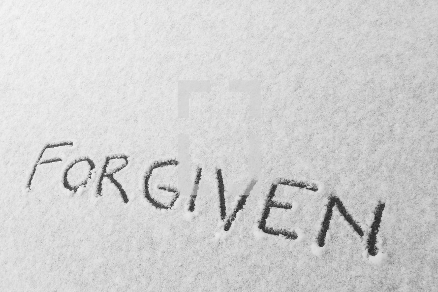 word forgiven written in snow 
