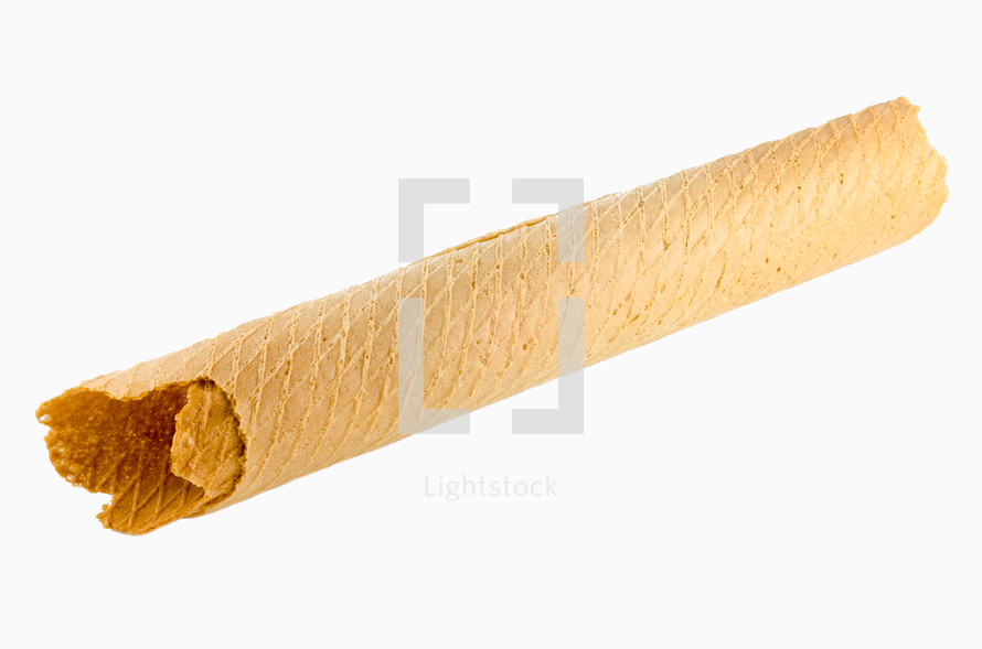 delicious tube wafer isolated on white background