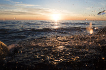 ocean water at sunset 