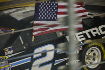 American flag on a Nascar racetrack 