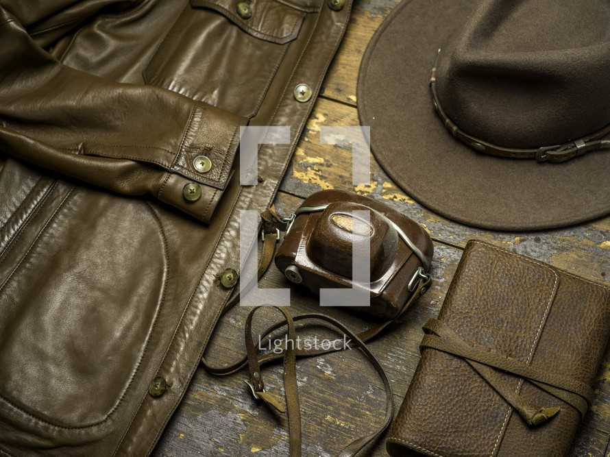 brown leather men's attire and accessories 