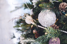 Shiny ornaments on a Christmas tree 