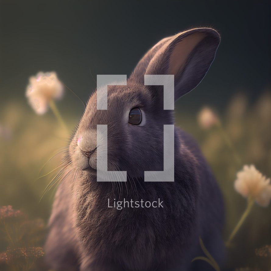 AI illustration of a rabbit in a field