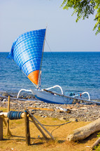 beached sailboat 