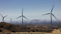 wind turbines on a mountain landscape 