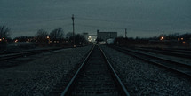 train tracks at night 